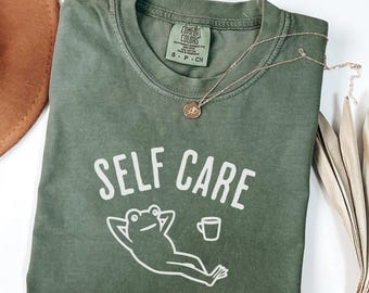 Comfort Colors® Self Care Shirt, Retro Vintage Clothing, Relaxing Yoga Tee, Funny Tshirt, Trendy Shirt, Wellness Gifts, Gift for Him or Her