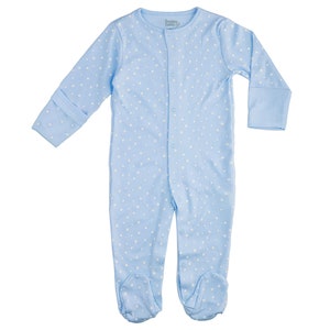 Baby Blue Star Pima Cotton Footed Onesie: Newborn Coming Home Outfit