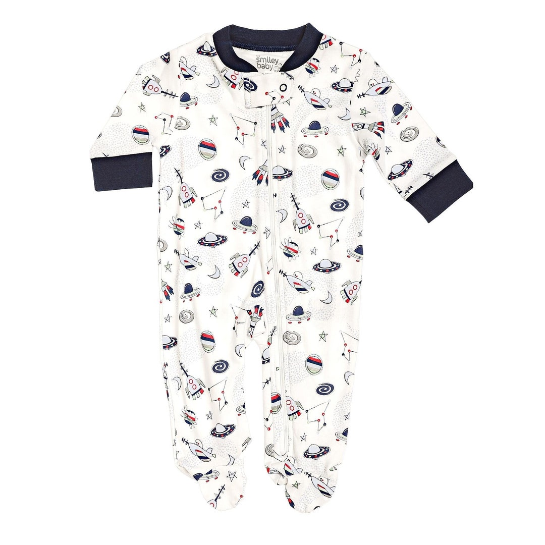 Baby Boy Footed Zipper Outer Space Pajamas Baby Boy Pajamas Newborn