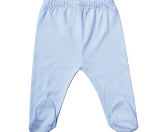 Baby Blue Footed Pants | Pima Baby Footed Pant | 100% Pima Cotton | Baby Pants | Baby Footed Pants | Newborn Footed Pants