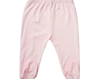 Pink Footed Pants | Pima Baby Footed Pant | 100% Pima Cotton | Baby Pants | Baby Footed Pants | Newborn Footed Pants