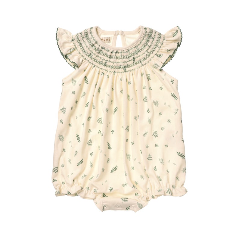 Baby Girl Smocked Bubble Bodysuit Smocked Bubble Floral Onepiece Pima Cotton Ruffle Bodysuit