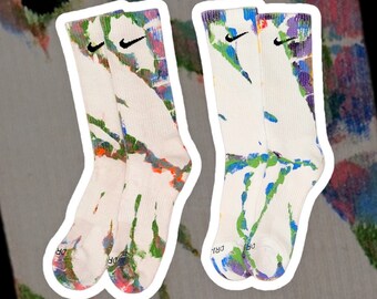 Exclusive paint fusion- spiral - CUSTOM 1 of a kind DriFit hand PAINT dyed crew socks