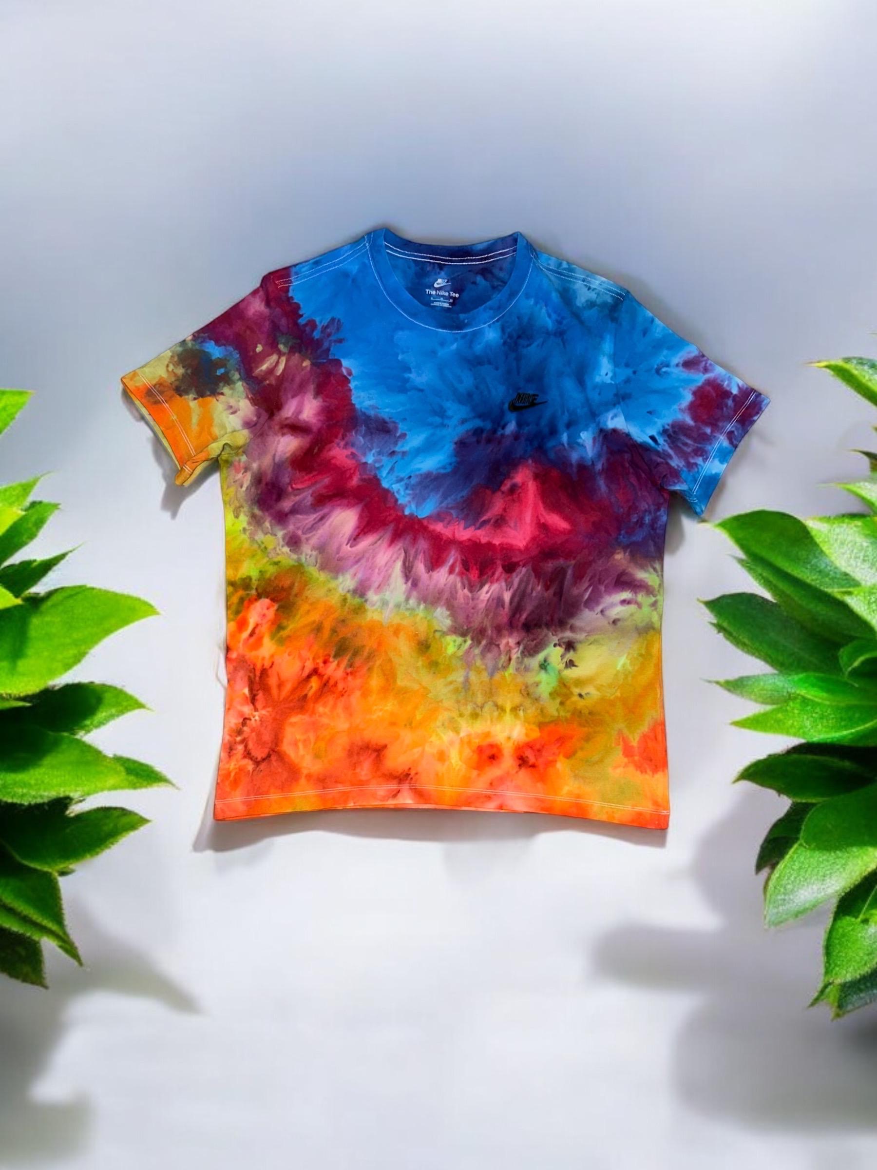 rainbow tie dye nike shirt