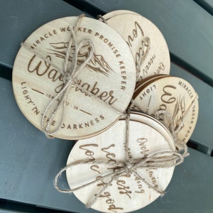 Custom Coasters - Round - Set of Personalized  Wood Coasters, Coaster Set, Laser Engraved Coasters