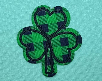 Plaid Lucky Clover St Patrick's Day Chenille Iron On Patch