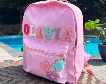 Personalized Kids Backpack: Chenille Letter Patches, Custom School Bag
