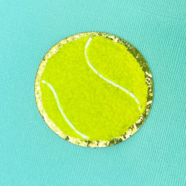 Tennis Ball Chenille Iron-On Patch, Self-Adhesive Sports Ball Patch, 2.25"