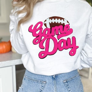 Hot Pink Football Game Day Chenille Iron-On Patch (10")