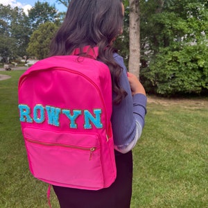 Personalized Backpack with Patches, Custom Kids School Bag, Chenille Letters and Patches