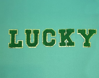 Lucky St Patrick's Day Chenille Iron On Patches, Set of 5