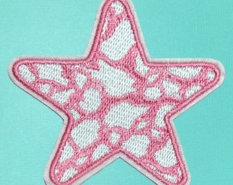 Pink Western Cowgirl Star Embroidered Iron-On Patch