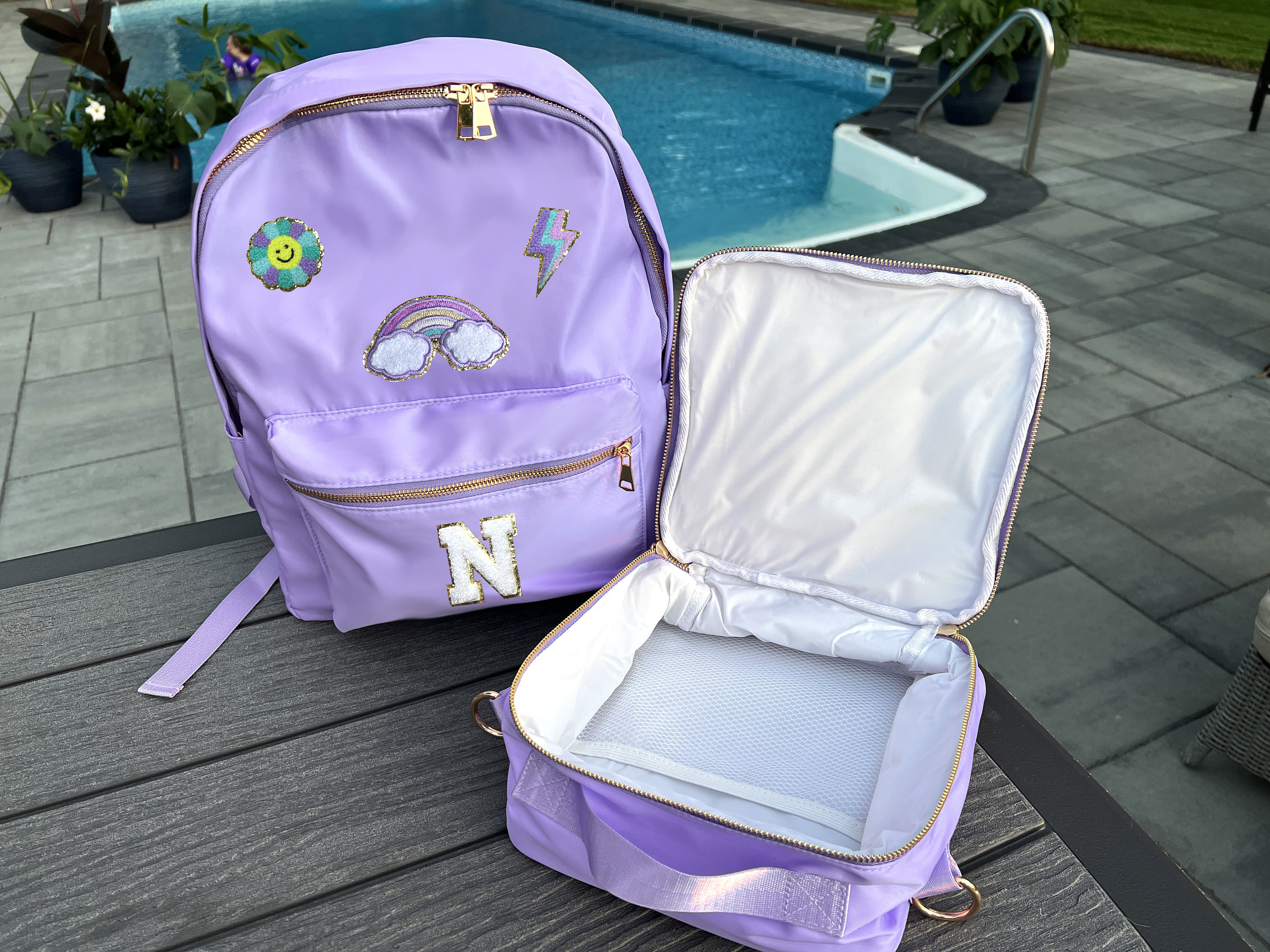 Purple Little Kid 2-Piece Narwhal Backpack & Bento Lunch Box Set