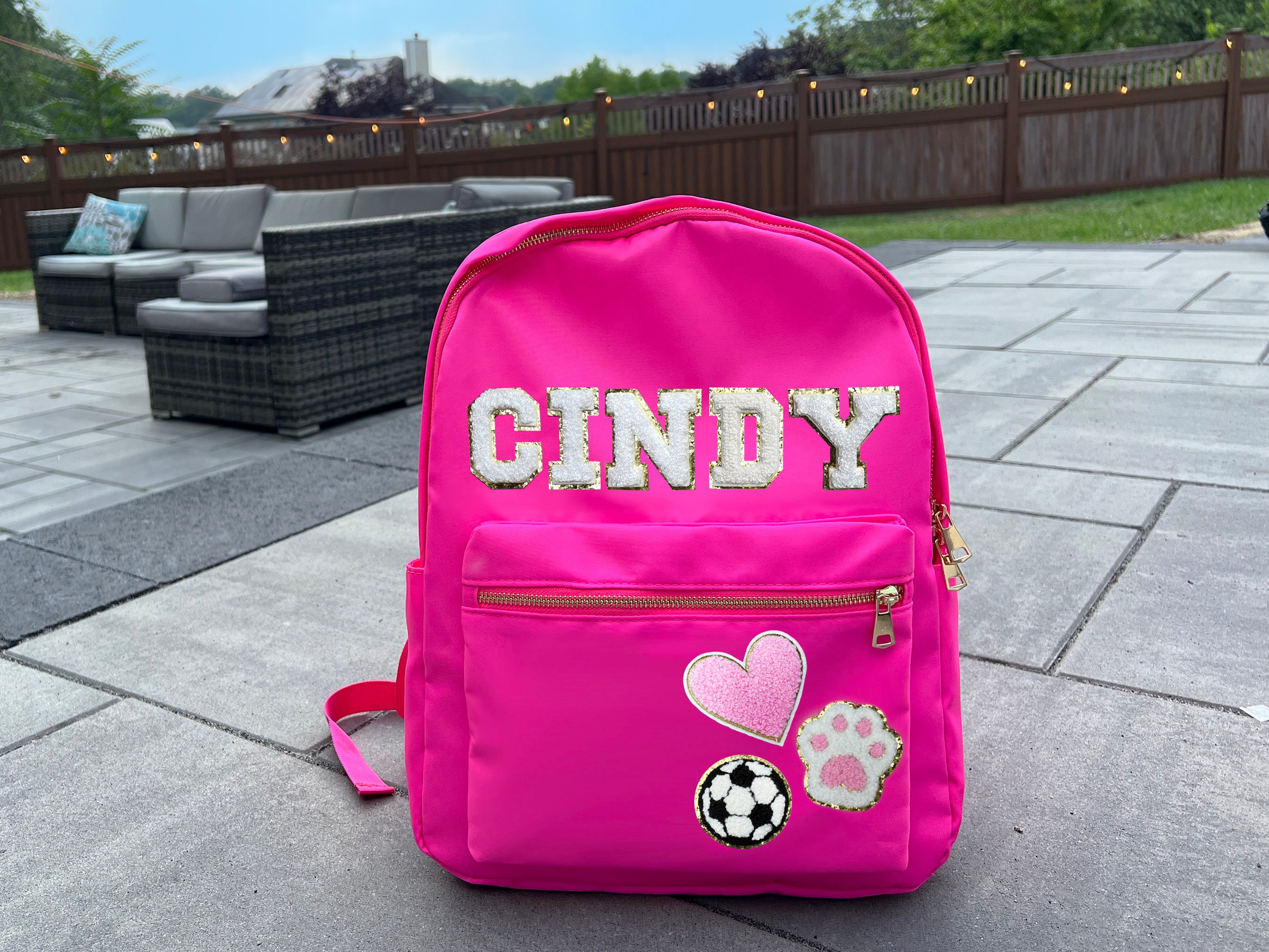 Custom Nylon Backpack With Patches, Personalized Kids School Bag ...