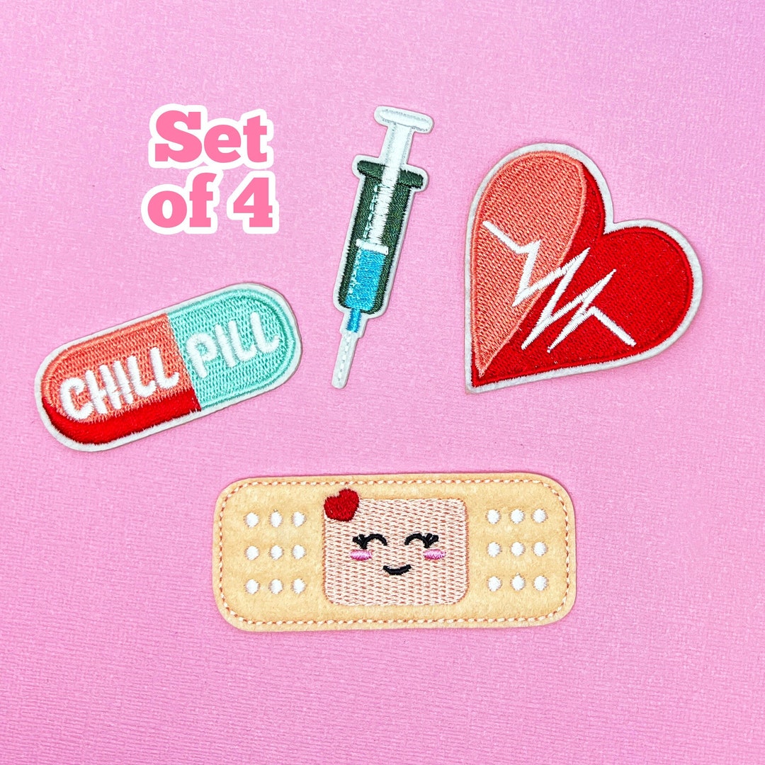 Nurse Embroidery Iron on Patches, Nurse Gift Ironon Patches, Set of 4