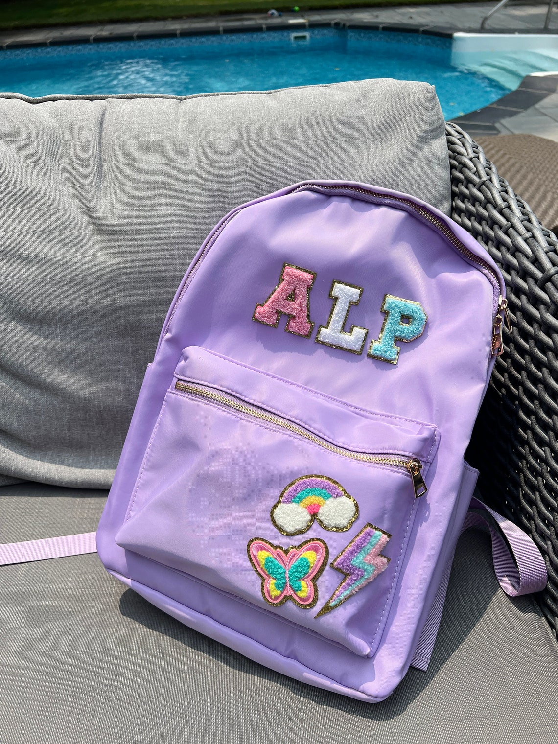 Custom Nylon Backpack With Patches, Personalized Kids School Bag ...