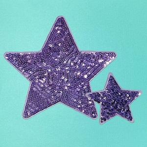 Lavender Sequin Star Iron-On Patch: Large or Small Size