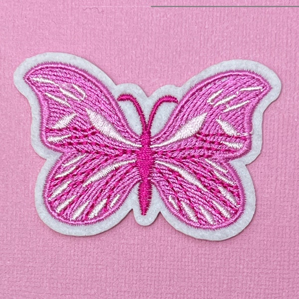 Hot Pink Butterfly Iron On Patch