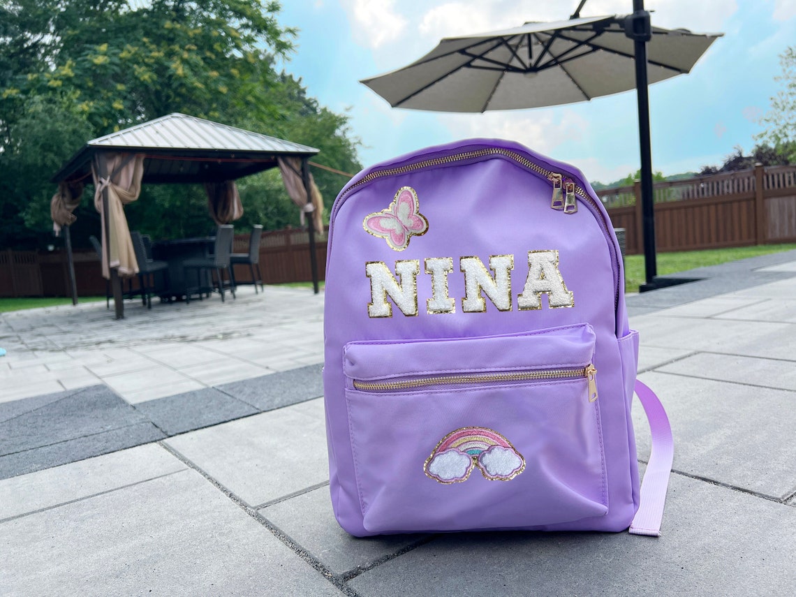 Custom Nylon Backpack With Patches, Personalized Kids School Bag ...