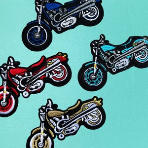 Motorcycle Embroidery Iron-On Patch: Kids Biker Sticker