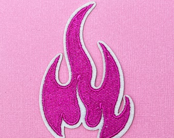 Hot Pink Flame Iron On Patches, Hot Teen Girl DIY Patch