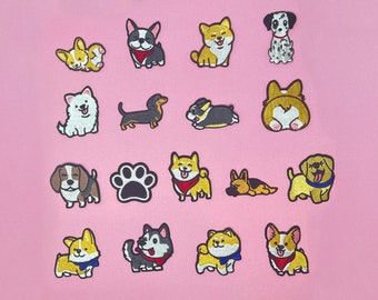 Dog Embroidery Iron-On Patch, Cute Puppy Pet Patches, Small Dog Patches