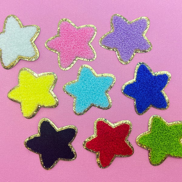 Star Chenille Self-Adhesive Patch, Iron-On Star DIY Patches