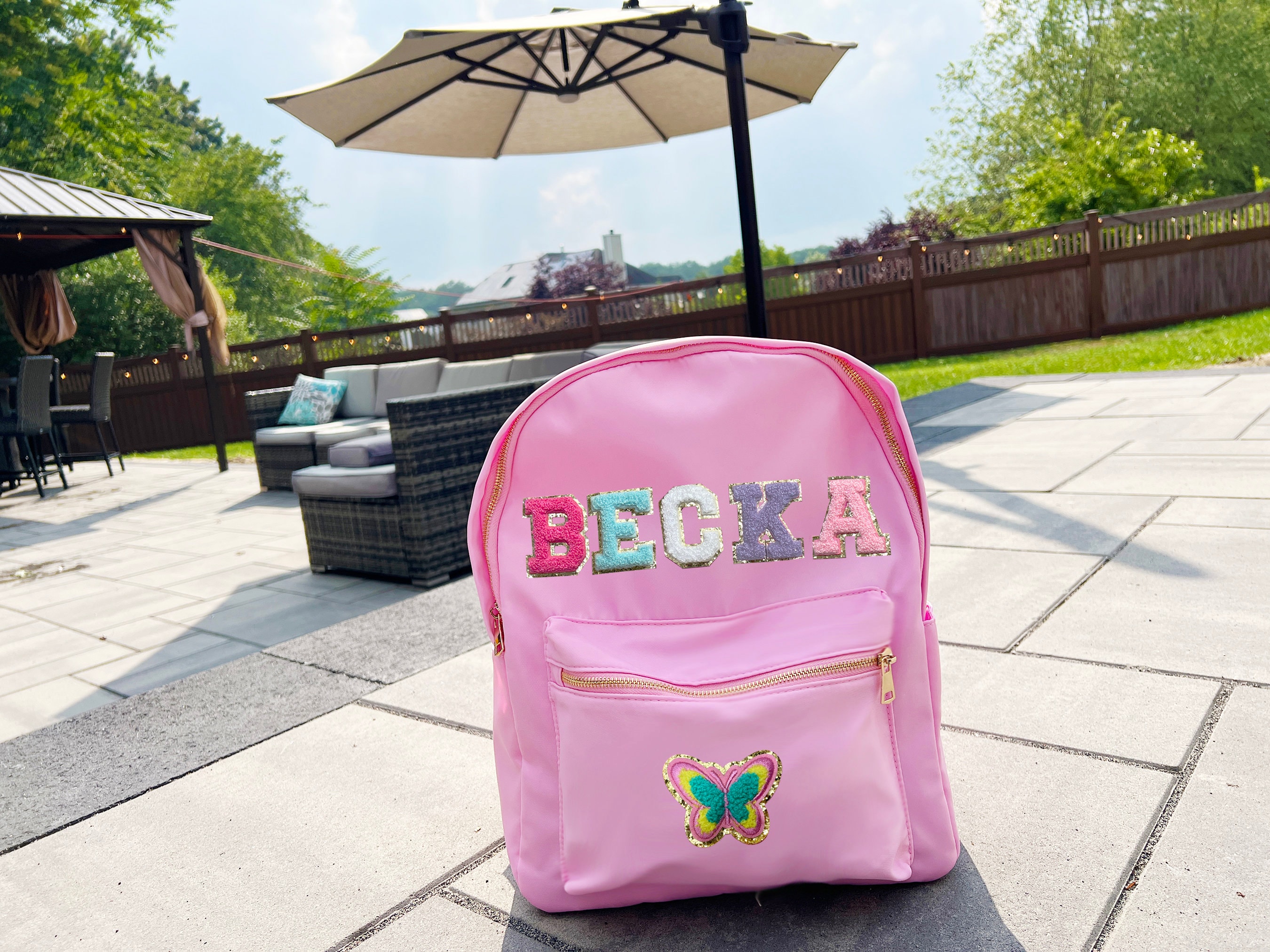 Custom Nylon Backpack With Patches, Personalized Kids School Bag ...