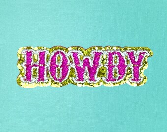 Pink Howdy Western Embroidered Iron-On Patch