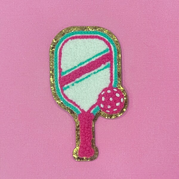 Pickleball Chenille Iron-On Patch, Self-Adhesive Patch