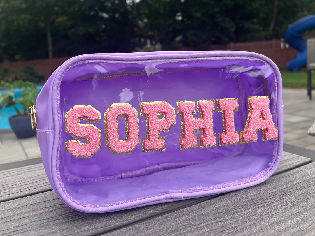 Personalized Clear Front Pouch, Large Nylon Makeup Pouch, Custom