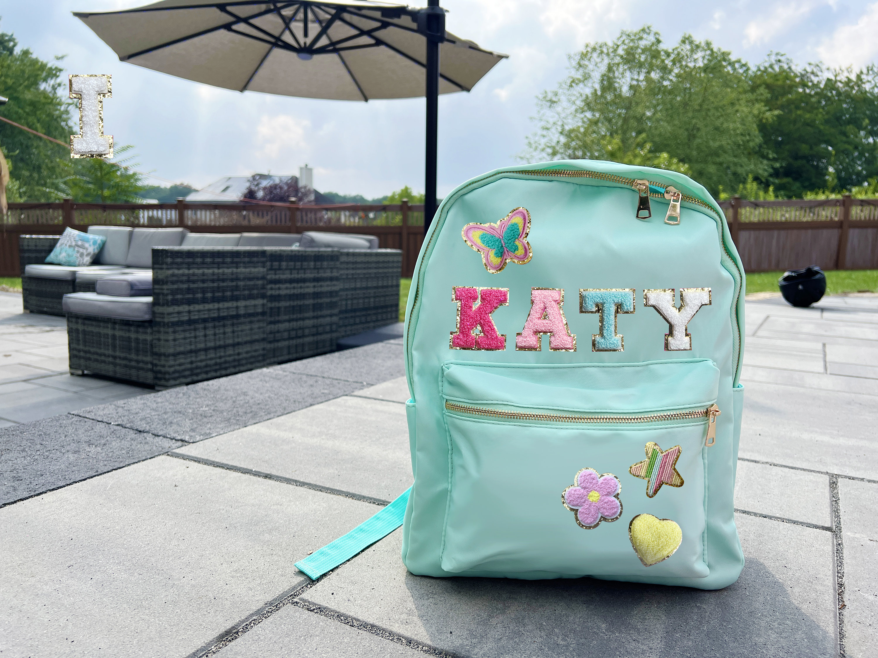 Custom Nylon Backpack With Patches, Personalized Kids School Bag ...