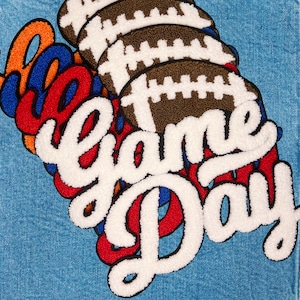 Football Game Day Chenille Iron-On Patch, Large and Premium Sports Ball Patch, 10"