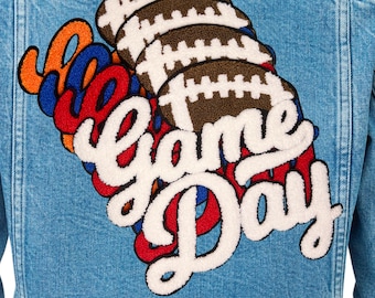 Large Football Game Day Chenille Iron-On Patch (10")