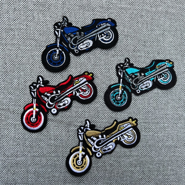 Motorcycle Embroidery Iron-On Patch, Kids Motorcycle Sticker Patch