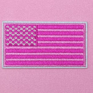 Hot Pink American Flag Iron On Patch