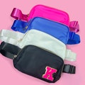 Fanny Pack, Nylon Belt Bag, Square Personalized Fanny Pack, Custom Chenille Letters Patches Fanny Pack