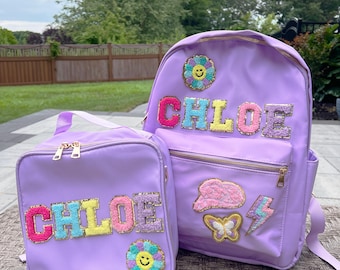 Personalized Kids Backpack & Lunchbox Set with Patches