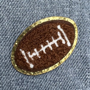 Football Chenille Self-Adhesive Patch, Iron-on Sports Ball Patch 2.125" x 1.375"