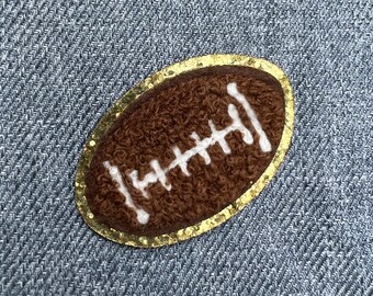 Football Chenille Self-Adhesive Patch, Iron-on Sports Ball Patch 2.125" x 1.375"