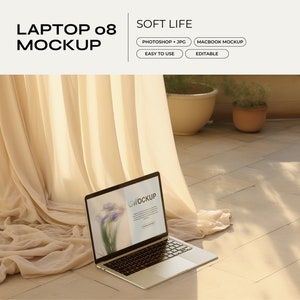 Laptop Mockup PSD | Website Mockup, Device Mockup, Digital Planner Mockup, Etsy Listing Mockup, Responsive UI, Screen Template, Airy Light