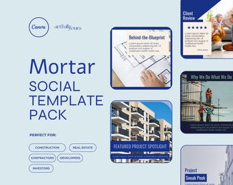 Construction IG Posts | Real Estate Social Media Templates | Contractor & Builder Branding | Project Showcase Canva Kit