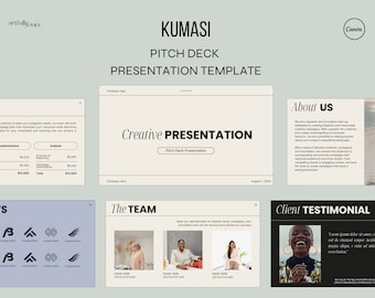 Kumasi | Pitch Deck Presentation Template for Agencies | Client Proposals | Marketing & PR Pitch Deck | Canva Template