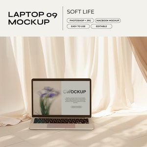 Laptop Mockup PSD | Website Mockup, Device Mockup, Digital Planner Mockup, Etsy Listing Mockup, Responsive UI, Screen Template, Airy Light