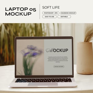 Laptop Mockup PSD | Website Mockup, Device Mockup, Digital Planner Mockup, Etsy Listing Mockup, Responsive UI, Screen Template, Modern