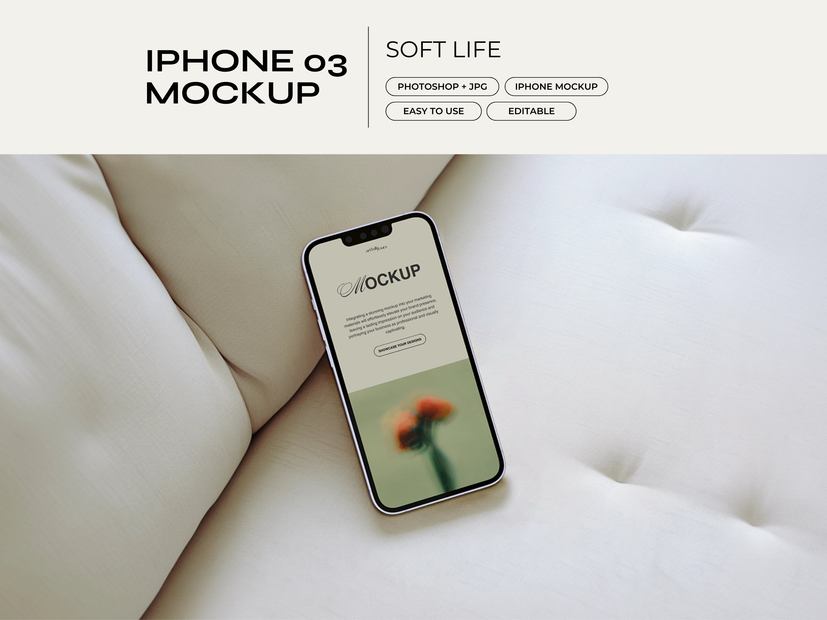 iPhone Mockup PSD | Website Mockup, Device Mockup, Digital Planner Mockup, Etsy Listing Mockup, Responsive UI, Screen Template, Airy, Bright