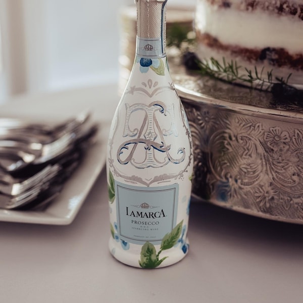 Custom Hand Painted Champagne Bottle