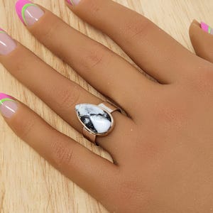 925 sterlingzilveren ring met witte buffel, maat 7