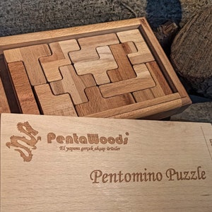 Pentomino, puzzle, hand made, wooden puzzle, wooden toy, game, natural, organic, safe, educational, treasure hunt, no harmful material