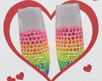 Custom painted Champagne Flute set